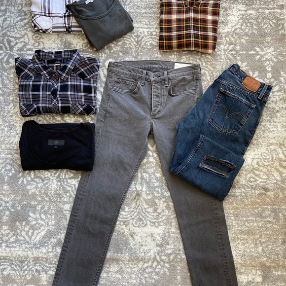 Sanctuary Boyfriend Shirt, Snap-front Pink and Black Plaid on White, Medium - Picture 7 of 7